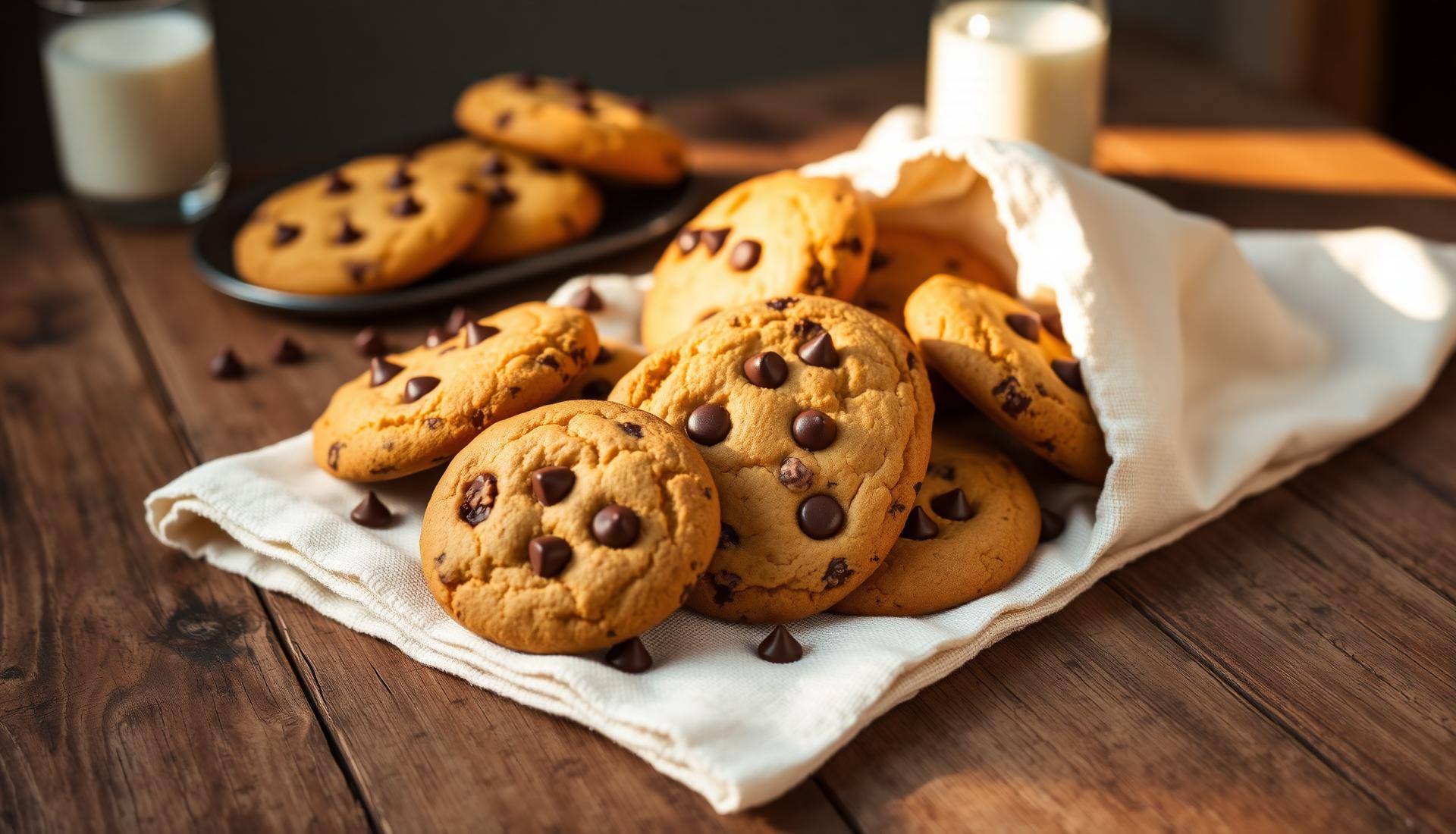 Fresh cookies with a glass of milk